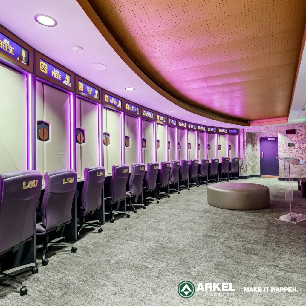 lsu womens locker room film viewing area superior millworks